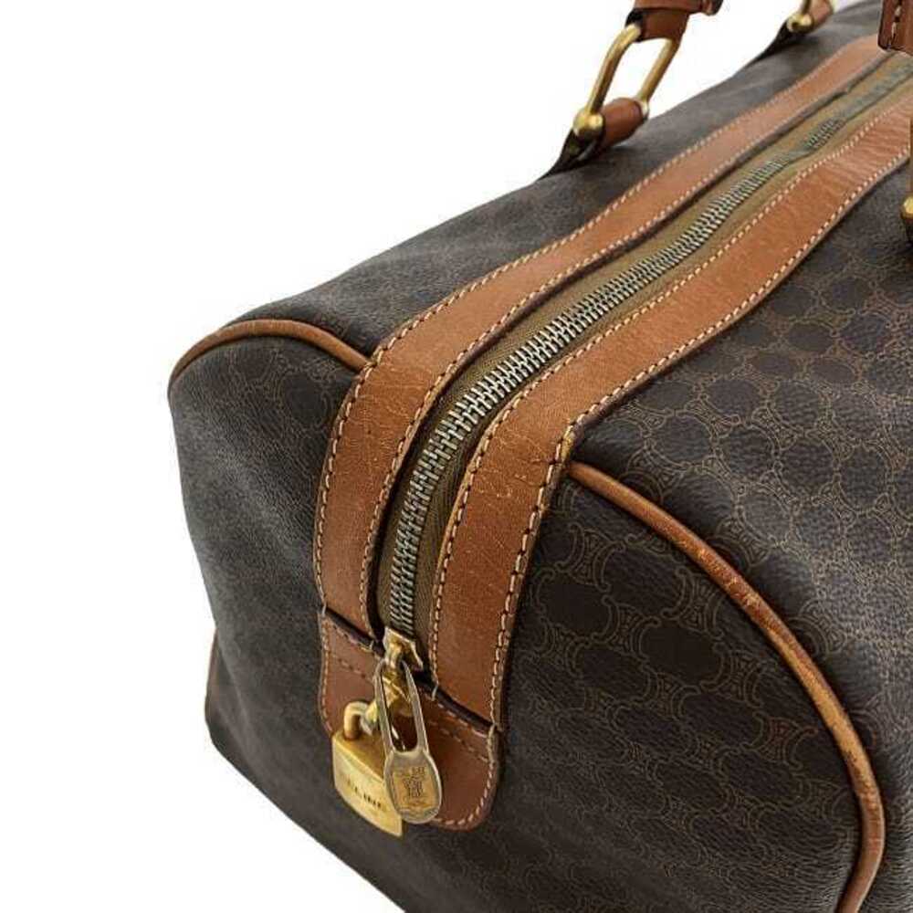 Celine Boston Bag Brown Gold Macadam Handbag Leather Travel Zipper Logo All - Picture 9 of 10